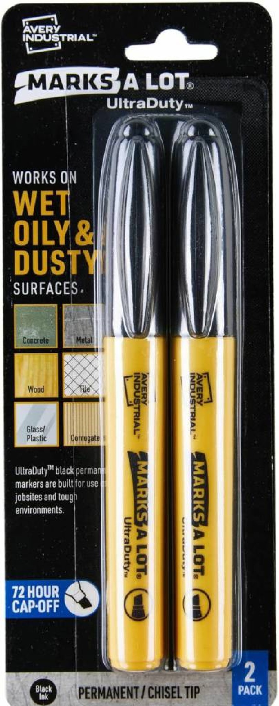 Avery Ultraduty Permanent Marker - Bullet Tip, Water-Resistant Industrial Marker (Black, 29843)