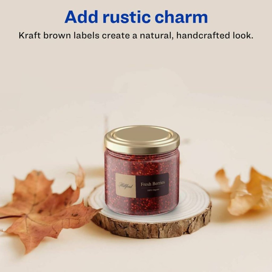 Avery Kraft Brown Labels 1.5" x 2.75" - 150 Pack, Sure Feed Technology, Print-To-The-Edge for Laser/Inkjet Printers