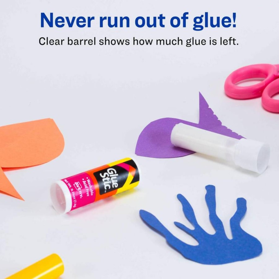 AVERY Washable Non-Toxic Permanent Glue Sticks, White, 0.26 Oz, 12-Pack (00166) for School, Office & Crafts