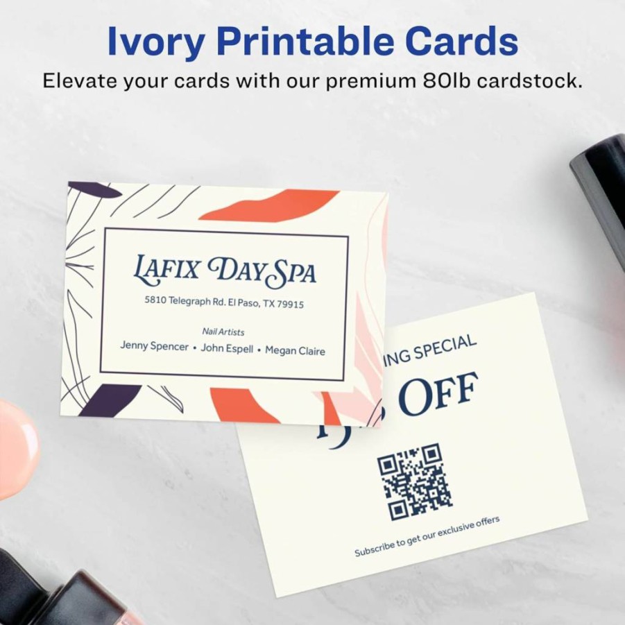 Avery Printable Matte White Cards 2.5" x 3.5" with Sure Feed Technology, Print-To-The-Edge for Laser/Inkjet, 300-Pack