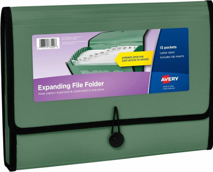 Avery 73552 Expanding File Folder Organizer, 7-Pocket Accordion Letter/A4 Size, Plum, Holds 425 Sheets