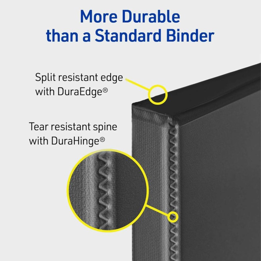 AVERY 05736 3-Ring Binder, 1/2 Inch Slant Ring, Durable Black Binder, 4-Pack