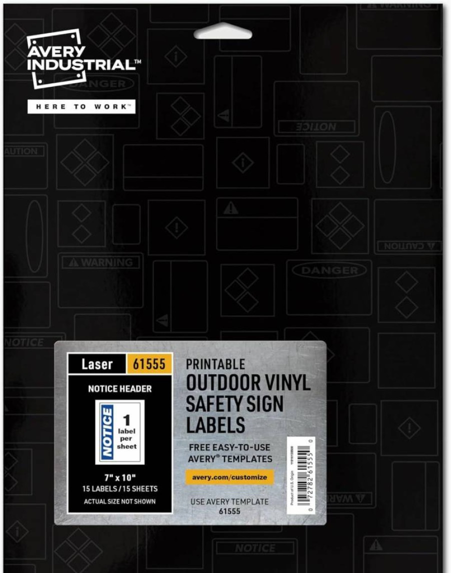 AVERY 61582 Silver Reflective Stickers, 7x10 Inch Printable Blank Labels, 10-Pack Adhesive Decals for Signs & Safety
