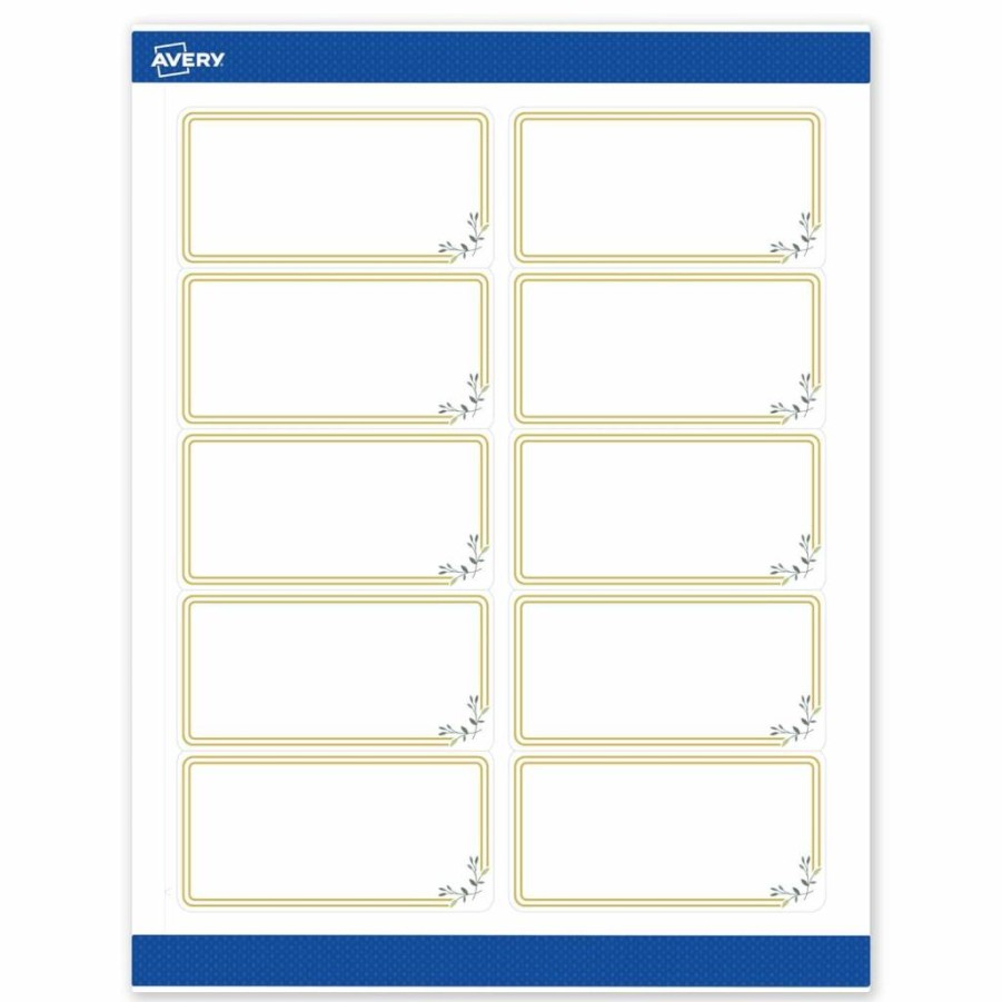 AVERY Gold Floral Printable Labels, 2" x 4" Glossy White Rectangle Stickers, Permanent Adhesive for Laser/Inkjet Printers, 100-Pack for Product Branding & Merchandising