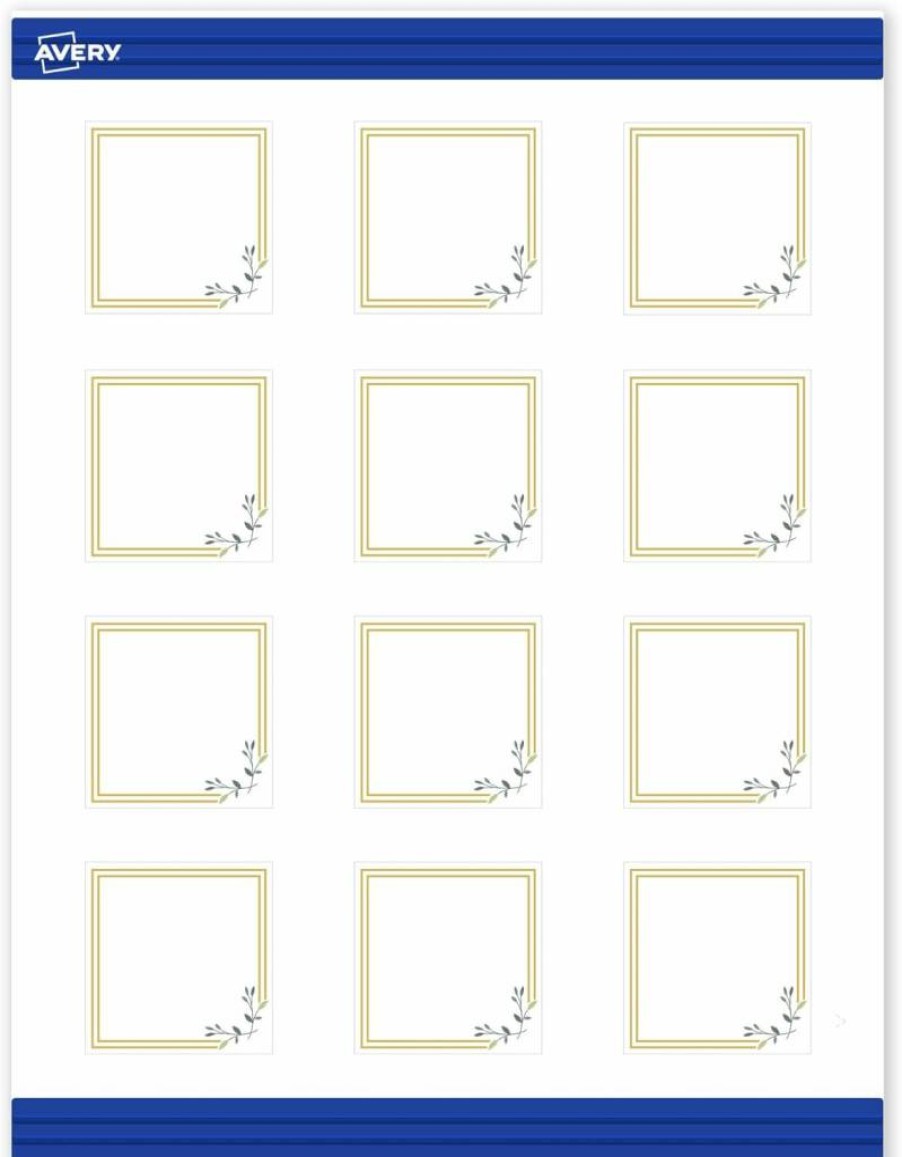 AVERY Printable Square Cards 2"x2" - 120ct Matte White, Gold Dots & Green Florals Design for Business Promotion, Laser/Inkjet Compatible