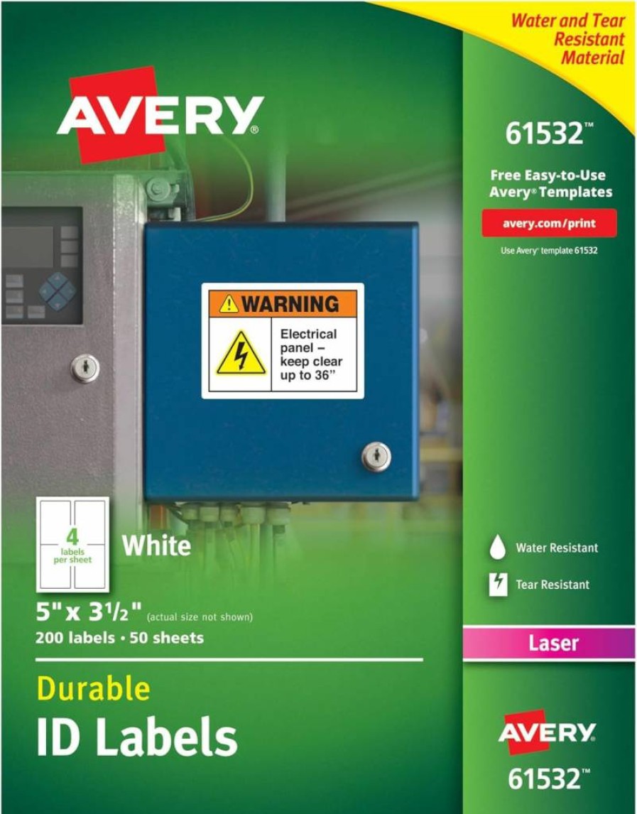 Avery 6577 White Durable ID Labels 0.625" x 3" for Laser Printers - 1600-Pack Cover-Up Labels