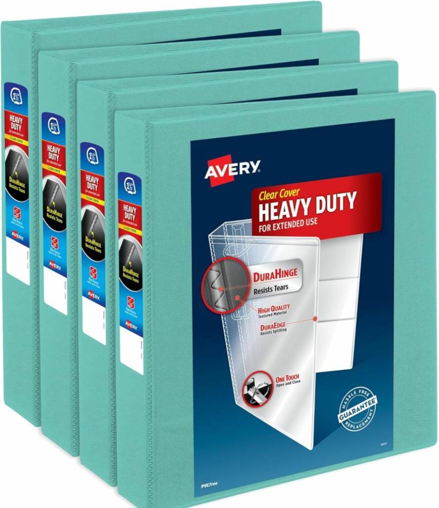Avery 79271 Heavy-Duty 3-Ring Binder with 1.5" EZD Rings for School, Office & Portfolio Organization - Mint Green