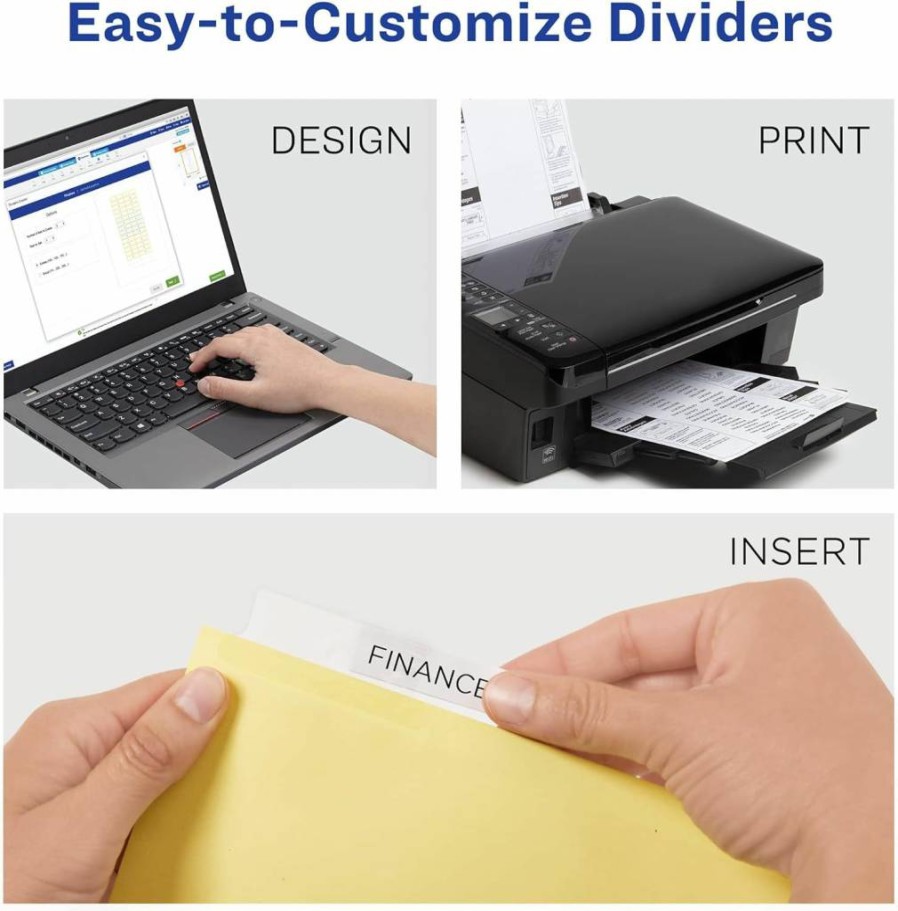 AVERY 26177 Big Tab Insertable Binder Dividers, 6 Sets with 5 Clear Tabs, Buff Paper for 3-Ring Binders, Organize Documents Easily