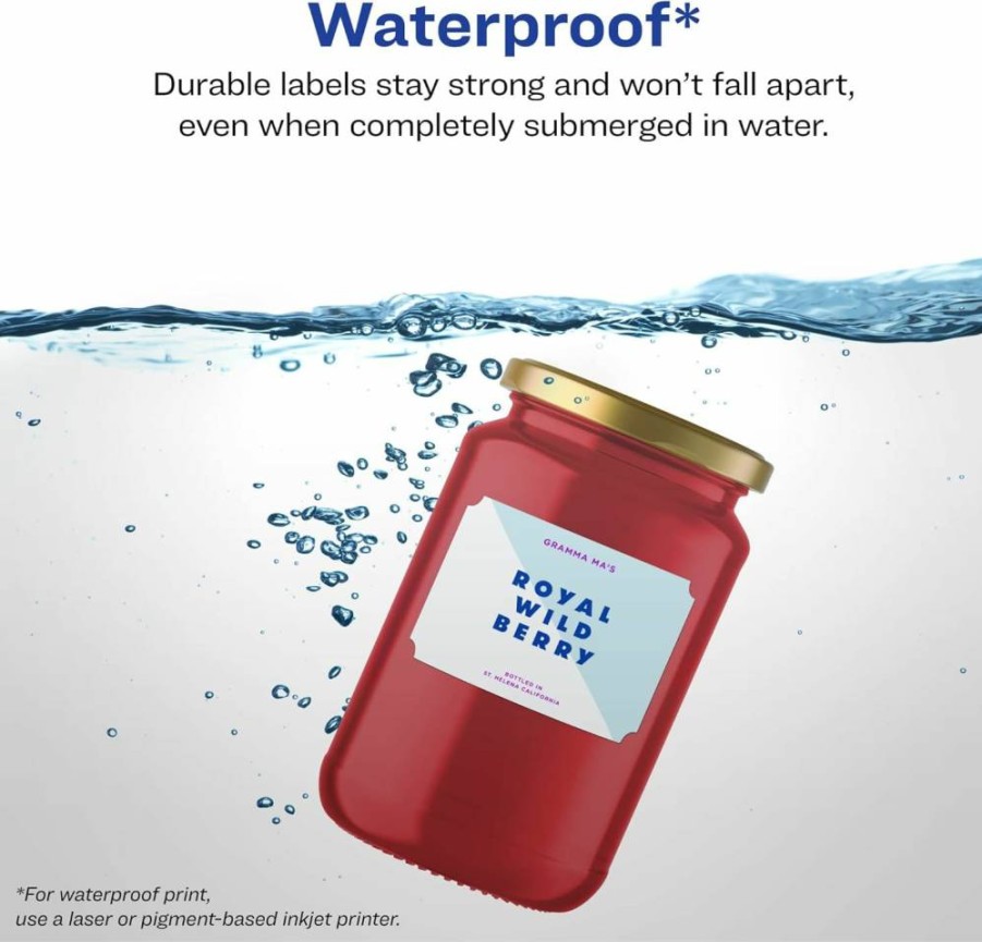 Avery 2" x 3" Waterproof Scalloped Labels, 200-Pack, Sure Feed Technology, Tear & Oil Resistant, Edge-to-Edge Printing, Laser/Inkjet Compatible