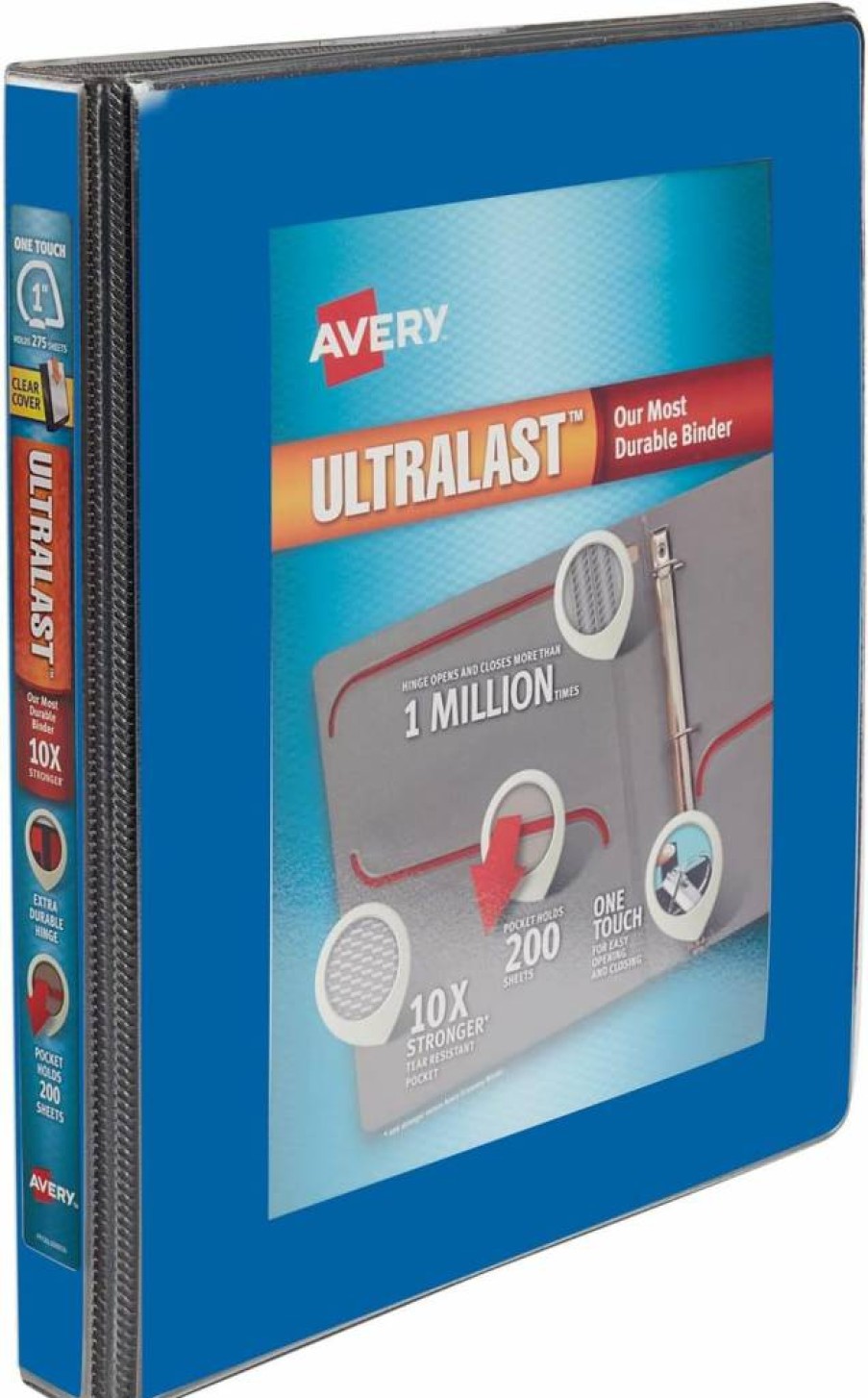 AVERY 1.5 Inch 3-Ring Binder with One-Touch Slant Rings, Holds Letter Size 8.5 x 11 Paper, Durable Red Binder for School or Office (79713)
