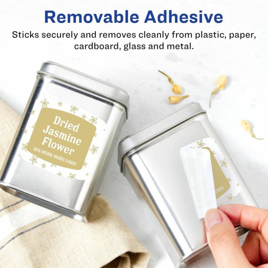 Avery Matte White Removable Labels, 2" x 2-3/16" Arched Square, Sure Feed Technology, Print to Edge, 180-Pack for Laser/Inkjet Printers