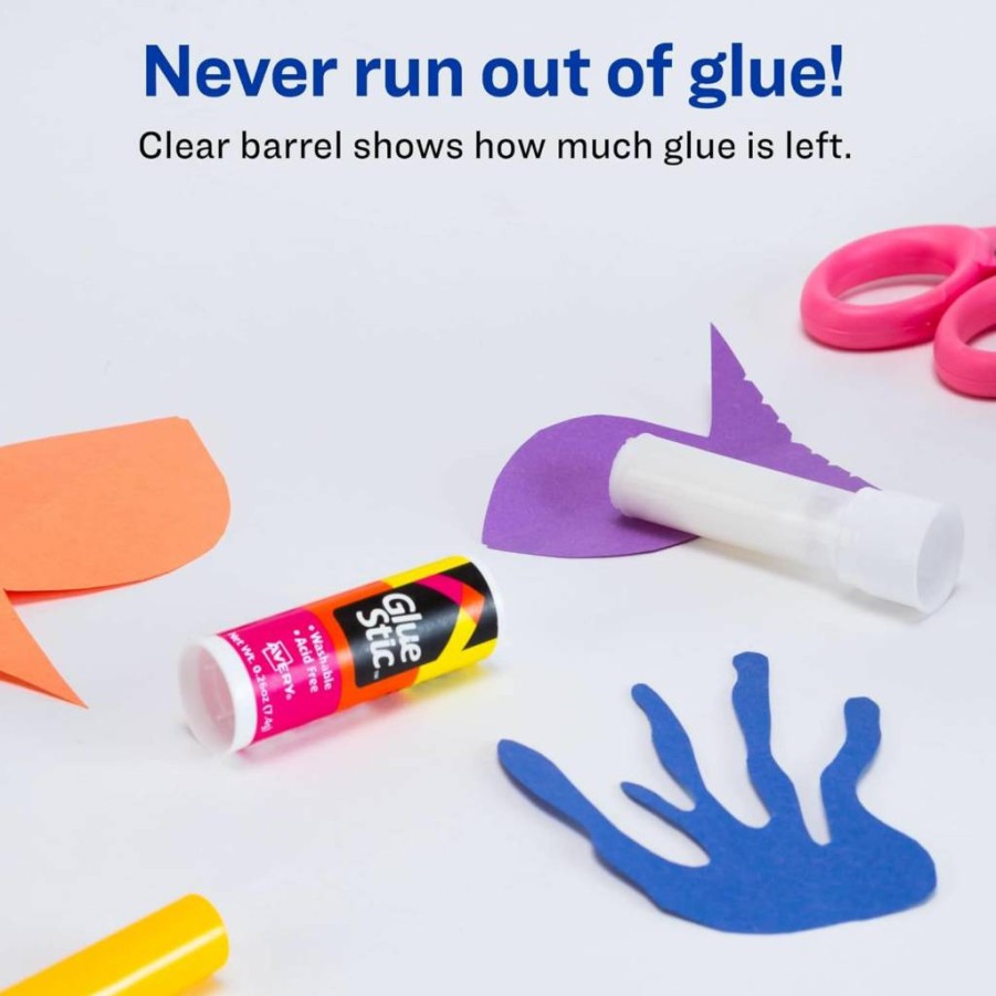 AVERY Washable Non-Toxic Permanent Glue Sticks for Arts and Crafts, 0.26 oz, 18-Pack (98001) White Adhesive