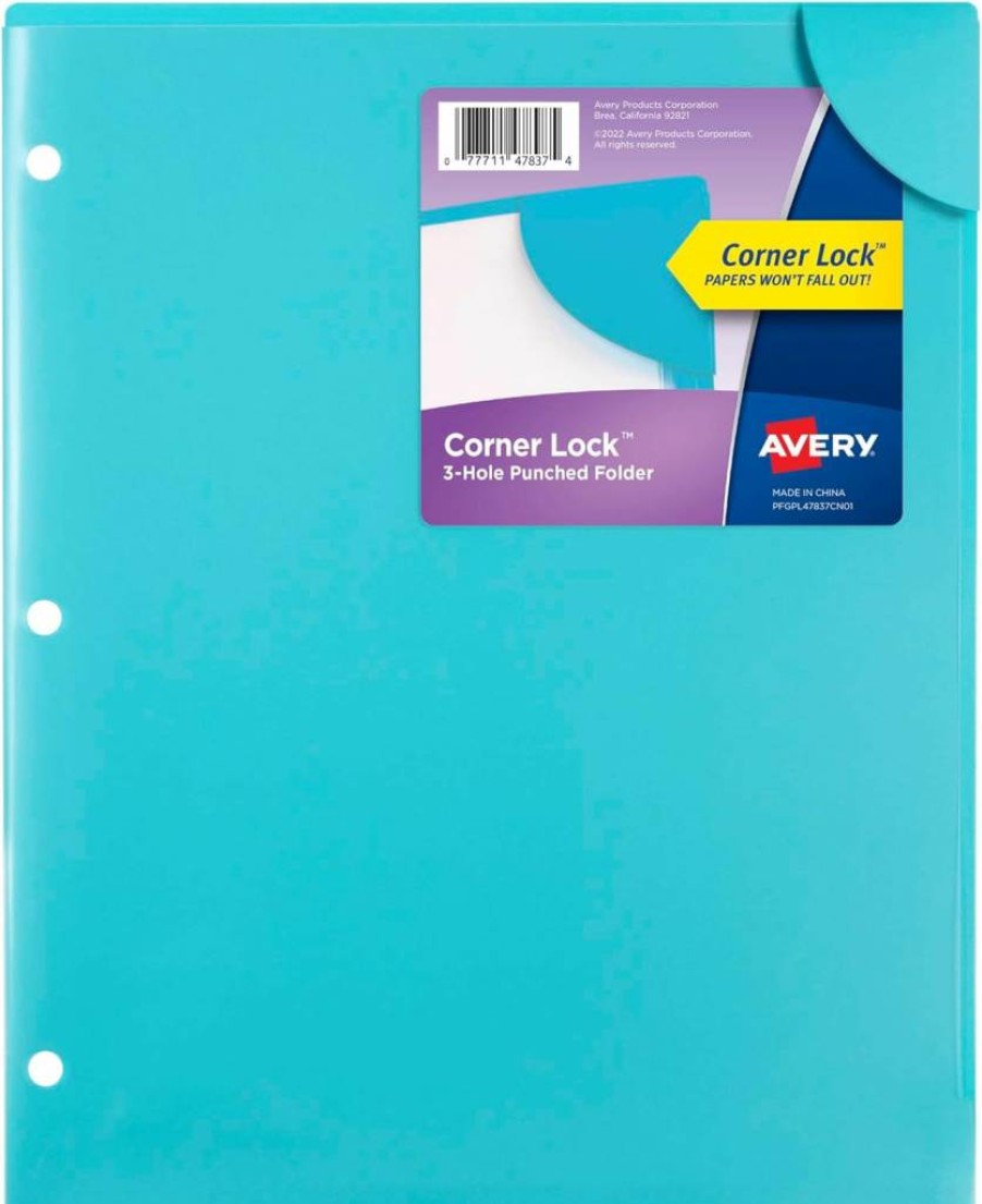 Avery Corner Lock Document Sleeves, 6-Pack Assorted Colors, Holds 20 Sheets, Secure Plastic Sleeves for Organization (Model 72262)