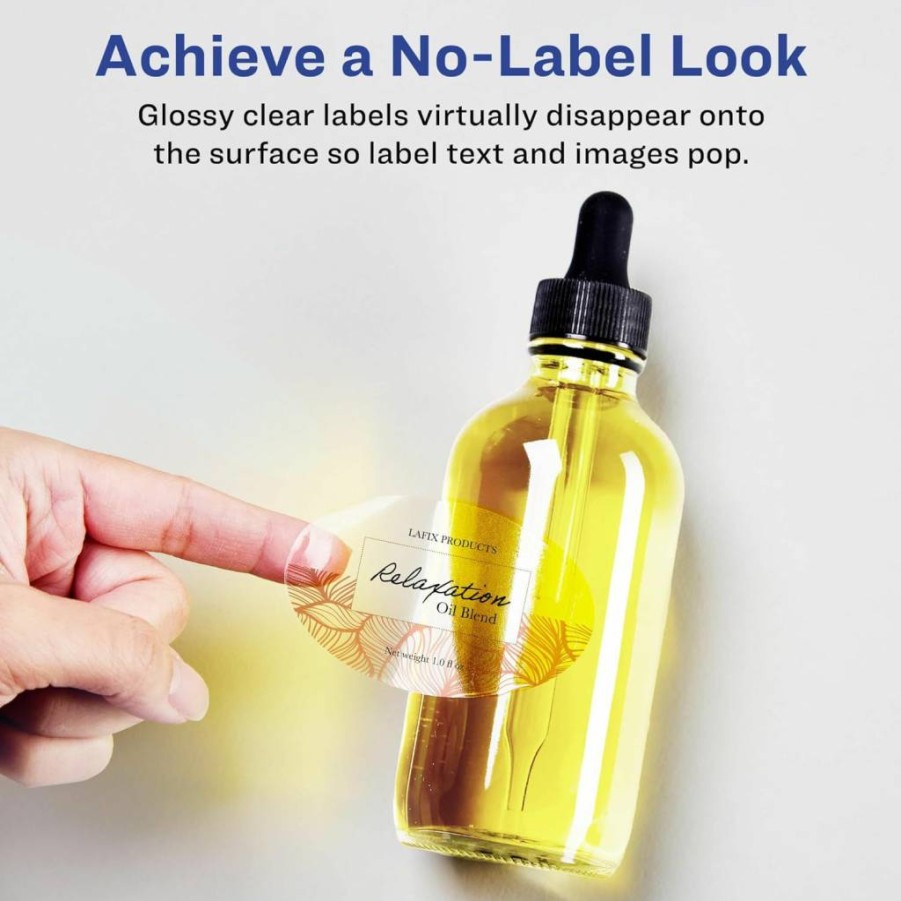 Avery Glossy Clear Oval Labels 1.5" x 2.5" - 180 Pack, Sure Feed Technology, Laser/Inkjet Printable, High-Quality Glossy Finish