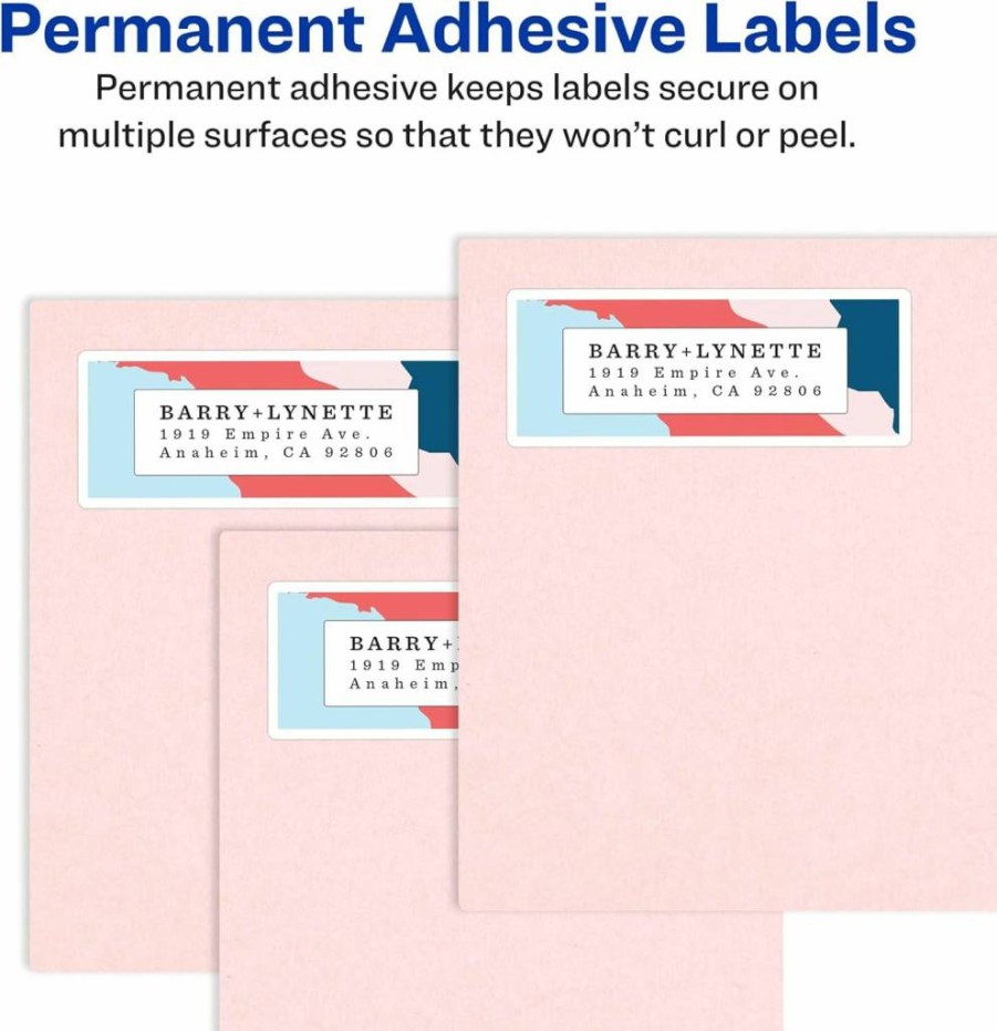 Avery 05195 Printable Return Address Labels, 2/3" x 1-3/4", White, 1,500 Blank Mailing Labels with Sure Feed Technology