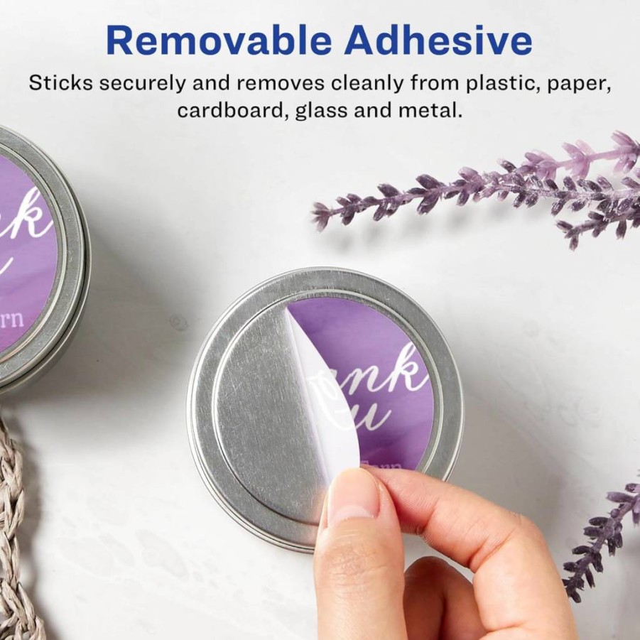 AVERY Removable White Round Labels 1.5 Inch - 300 Matte Finish Laser/Inkjet Printable Labels with Sure Feed Technology