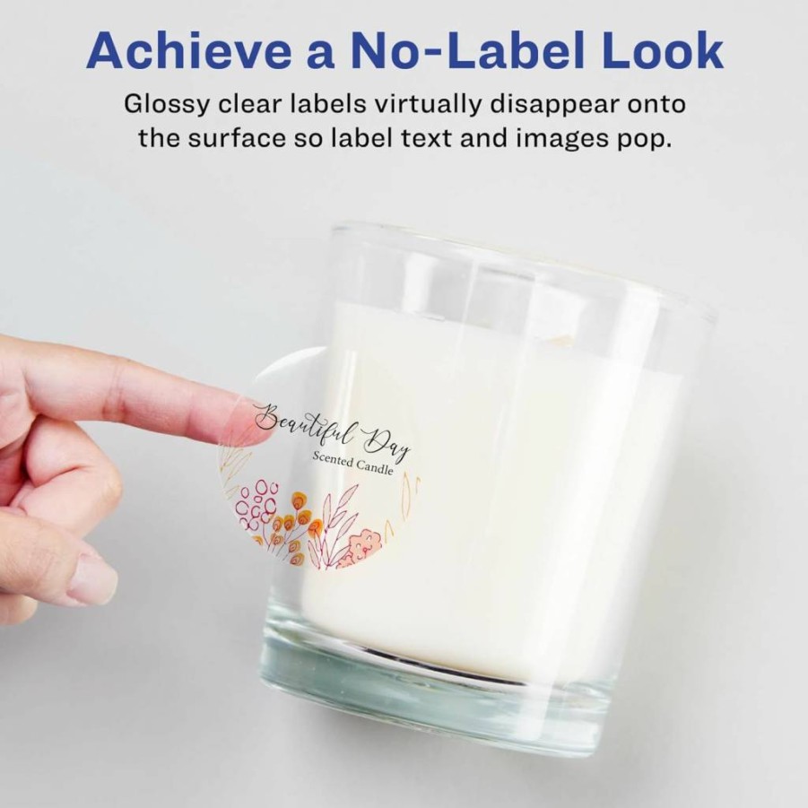 Avery Glossy Clear Round Labels 0.75" - 800 Pack, Sure Feed Technology, Print-To-The-Edge, Laser/Inkjet Printable, High-Quality Glossy Finish