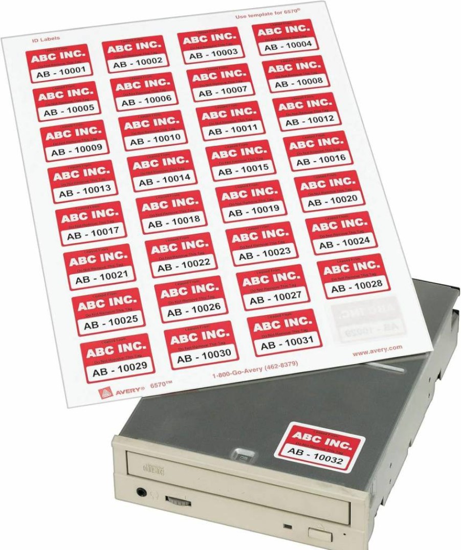 AVERY 6570 Permanent Adhesive ID Labels, 1.25" x 1.75", 480 Pack, Sure Feed Technology for Easy Printing