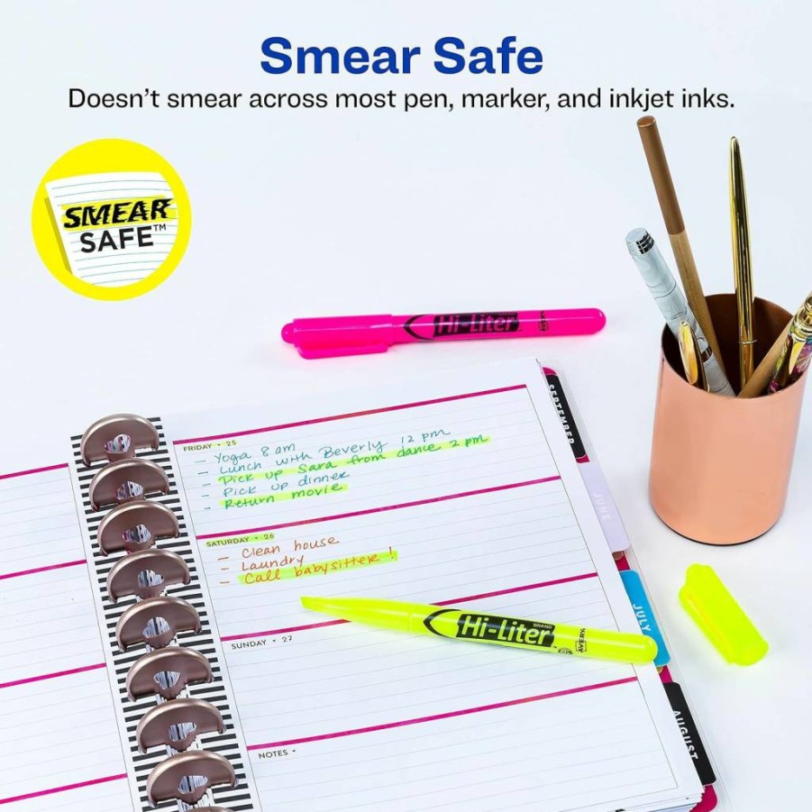 AVERY 29862 Smear Safe Chisel Tip Highlighters, 24 Assorted Colors, Desk & Pen-Style Combo Pack