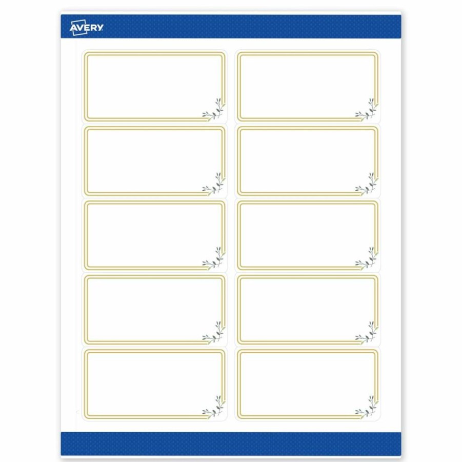 AVERY Matte White Printable Rectangle Labels 2" x 4" - Gold Dots & Green Florals Design, 100Ct, Permanent Adhesive, Laser/Inkjet Compatible for Product Merchandising