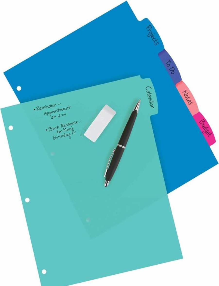 Avery 8-Tab Durable Plastic Dividers for 3-Ring Binders, Write & Erase Big Tabs, Pastel Brights (16271)