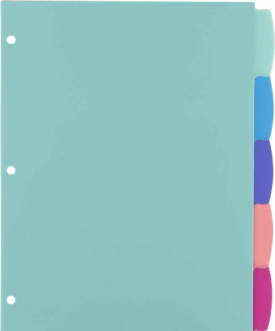 Avery 8-Tab Durable Plastic Dividers for 3-Ring Binders, Write & Erase Big Tabs, Pastel Brights (16271)