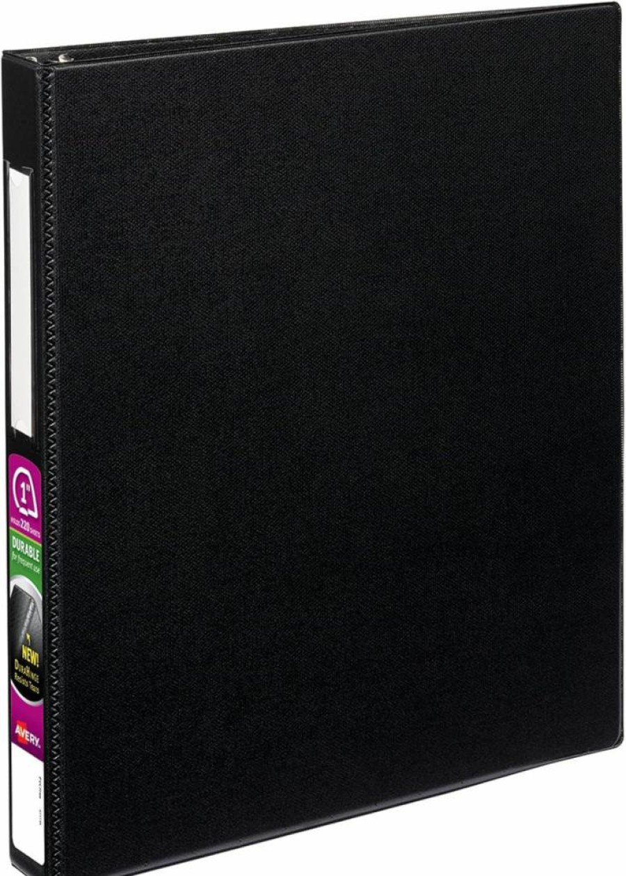 AVERY 08802 3-Ring Binders, 4 Inch EZD One-Touch Rings, Durable Black Binders, 6-Pack for Office & School Supplies