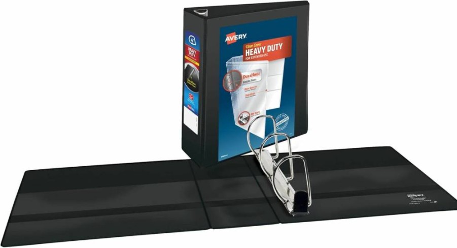 AVERY 3" Heavy-Duty 3-Ring Binder with One-Touch Slant Rings, Black (05600) - Holds Letter Size 8.5 x 11 Paper