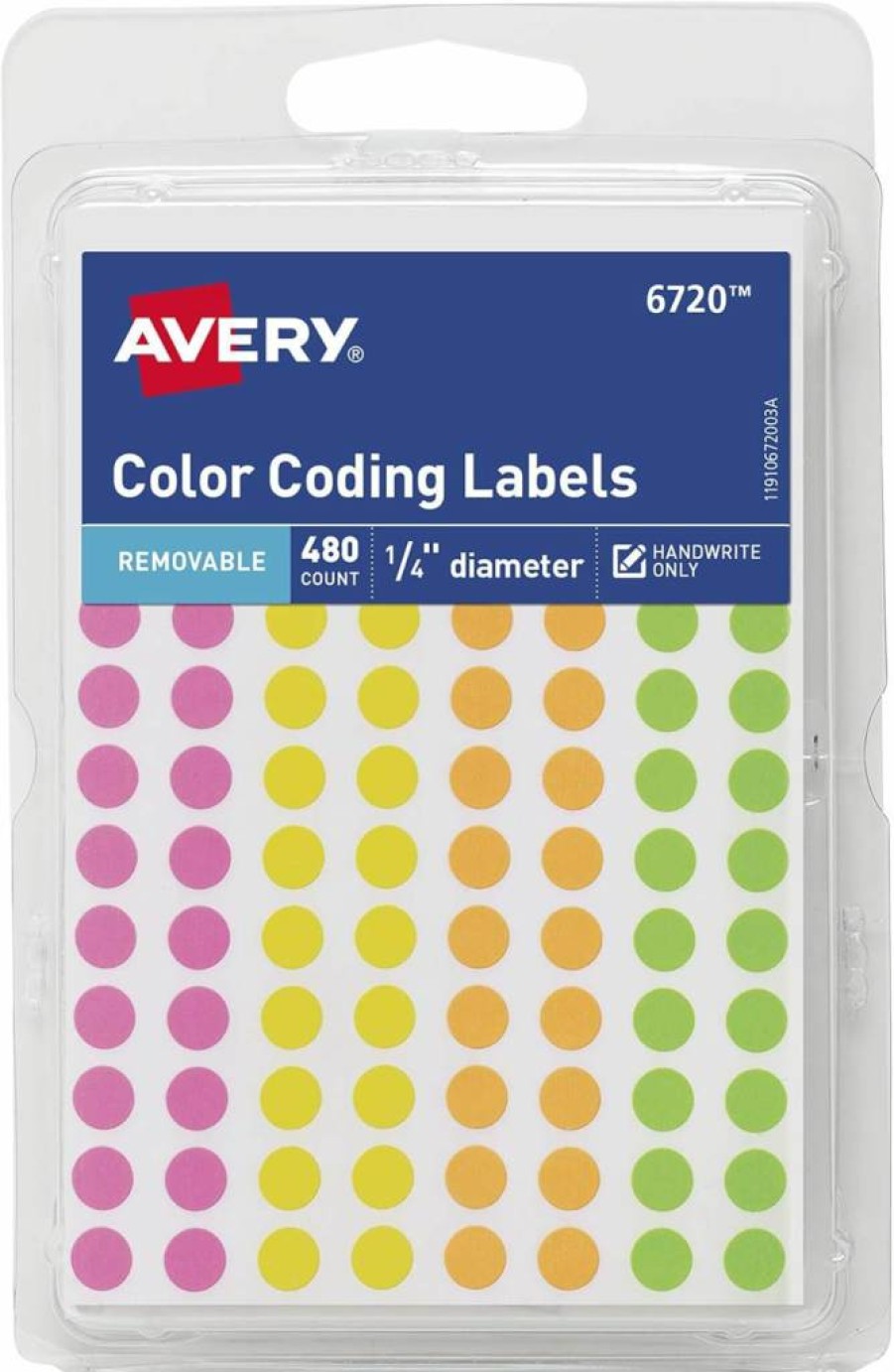 Avery 0.25 Inch Removable Color Coding Round Labels, 480-Pack (6720), Assorted Colors