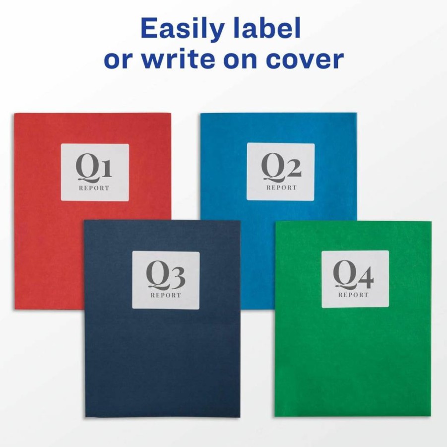 Avery Red Two-Pocket Folders with Business Card Slot - 25 Pack, Holds 40 Sheets (47989)
