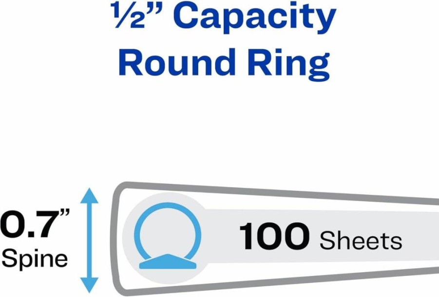 Avery 17670 Blue 3-Ring Binder with 1/2 Inch Round Rings, Flexible View Binder for Organizing Documents