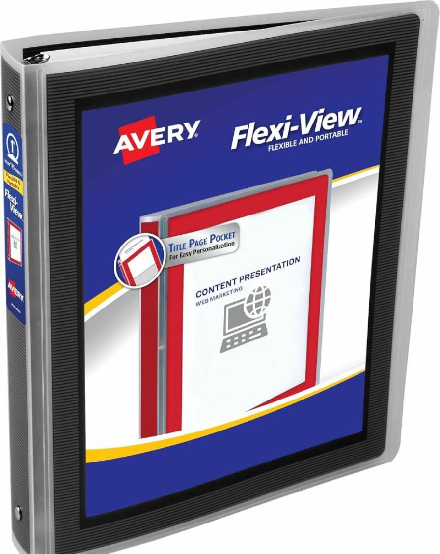 AVERY 17685 Navy Blue 3-Ring Binder with 1 Inch Round Rings, Flexi-View Durable Cover