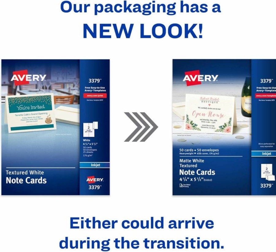 AVERY Printable Note Cards, 4.25" x 5.5", Matte White, 2-Sided Printing, 100 Sheets (2 Packs, 50 Each) - 5813