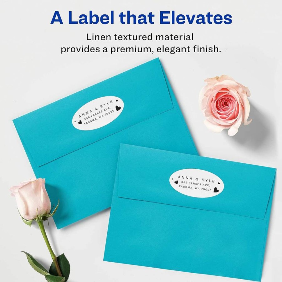AVERY 8216 Printable Oval Labels, 1-1/8" x 2-1/4" Textured Matte White, 210 Customizable Stickers for Laser/Inkjet Printers