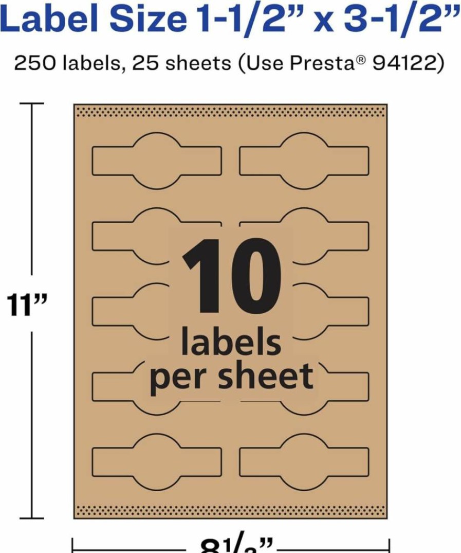 AVERY Kraft Brown Wraparound Cigar Band Labels, 1.5