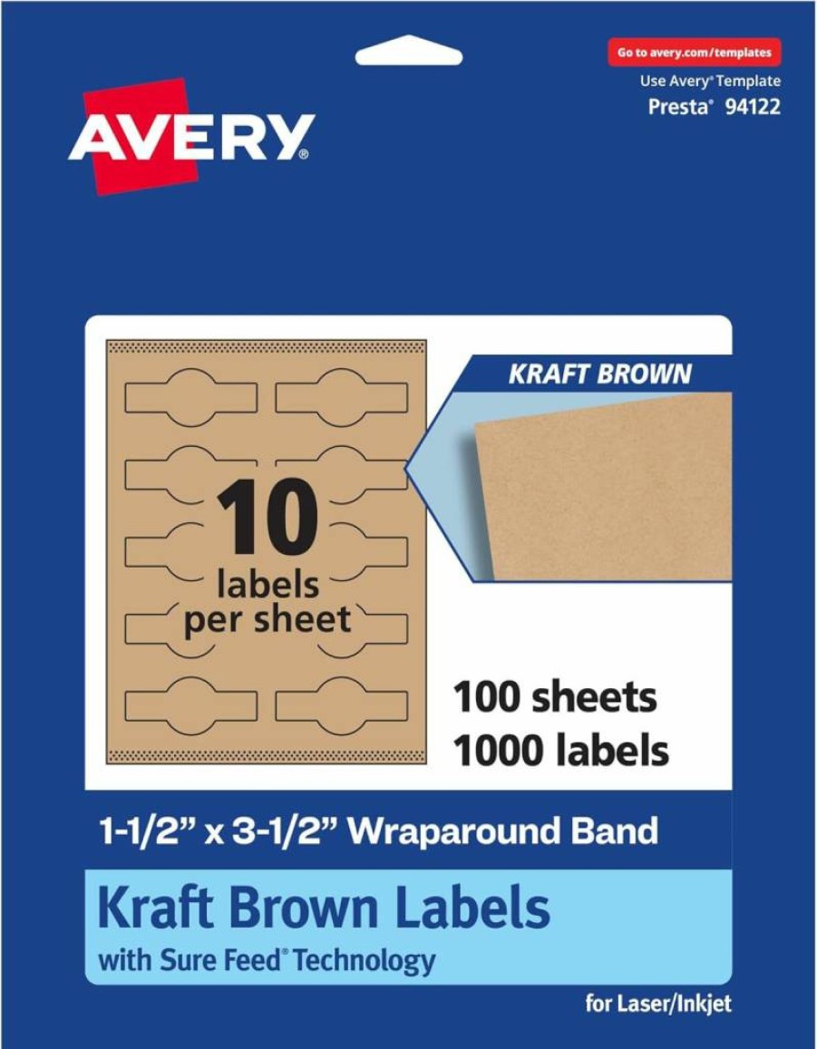 AVERY Kraft Brown Wraparound Cigar Band Labels, 1.5