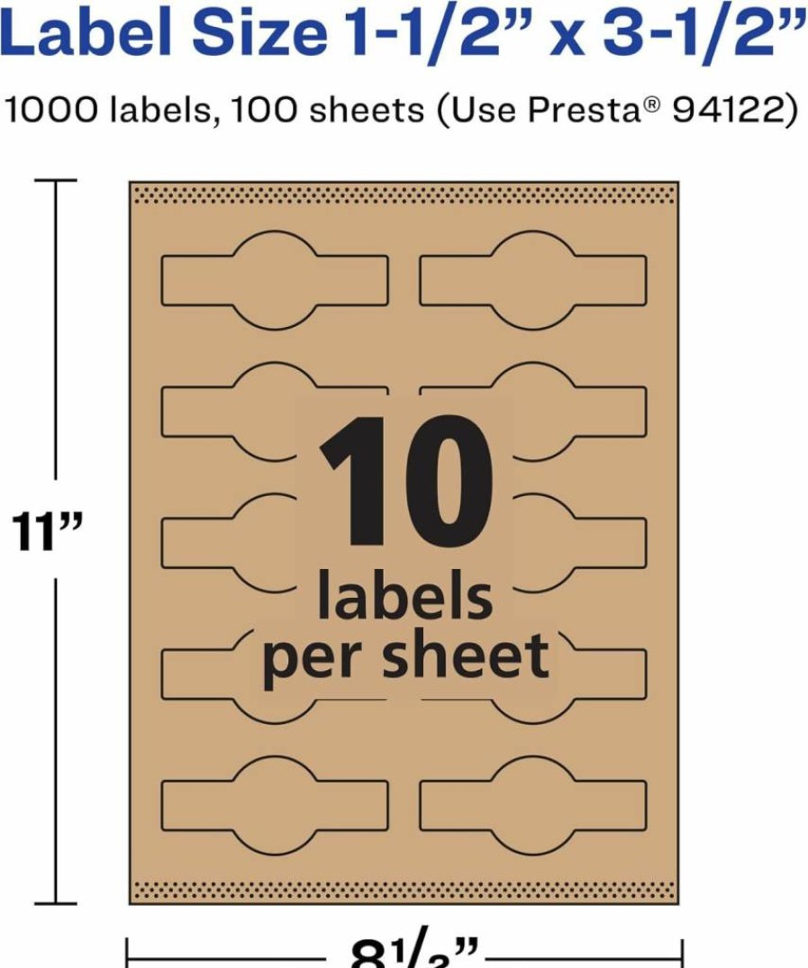 AVERY Kraft Brown Wraparound Cigar Band Labels, 1.5