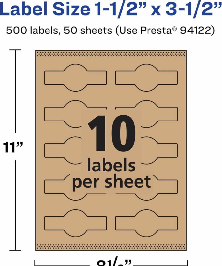 AVERY Kraft Brown Wraparound Cigar Band Labels, 1.5