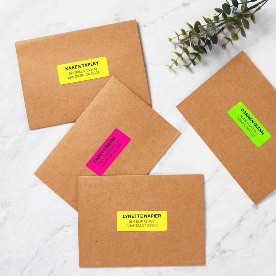Avery 5979 Printable Neon Address Labels, 1" x 2-5/8", 450 Blank Mailing Labels for Laser/Inkjet Printers, Sure Feed Technology (Magenta, Green, Yellow)