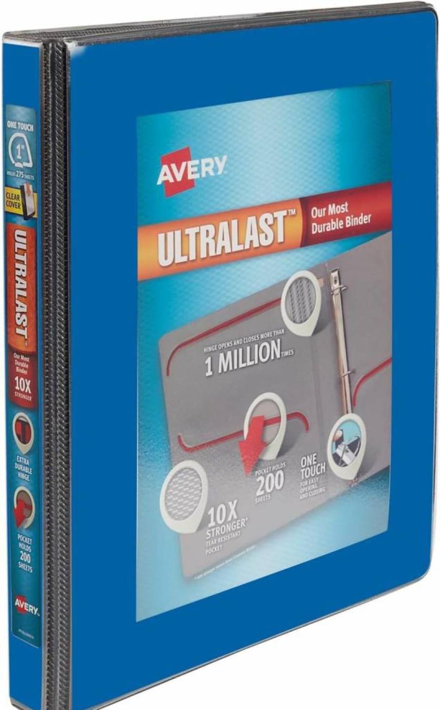 Avery 79714 1.5 Inch 3-Ring Binder White, One-Touch Slant D-Ring, Holds Letter Size 8.5 x 11 Paper, Durable Ultralast Binder for Office & School