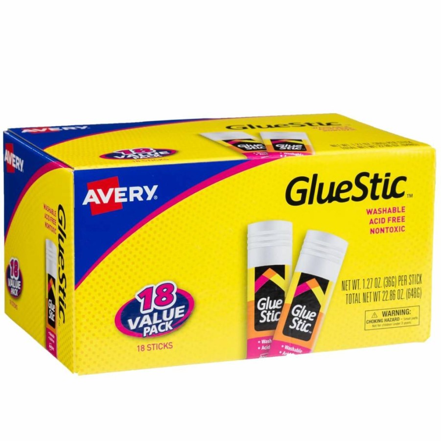 Avery Washable Non-Toxic Glue Sticks 1.27oz (6-Pack) - Safe for Classroom, Crafts & Office - White School Supplies (98073)