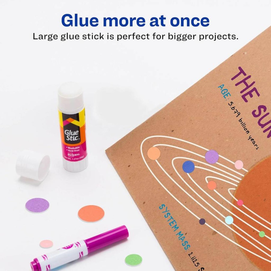 Avery Washable Non-Toxic Glue Sticks 1.27oz (6-Pack) - Safe for Classroom, Crafts & Office - White School Supplies (98073)