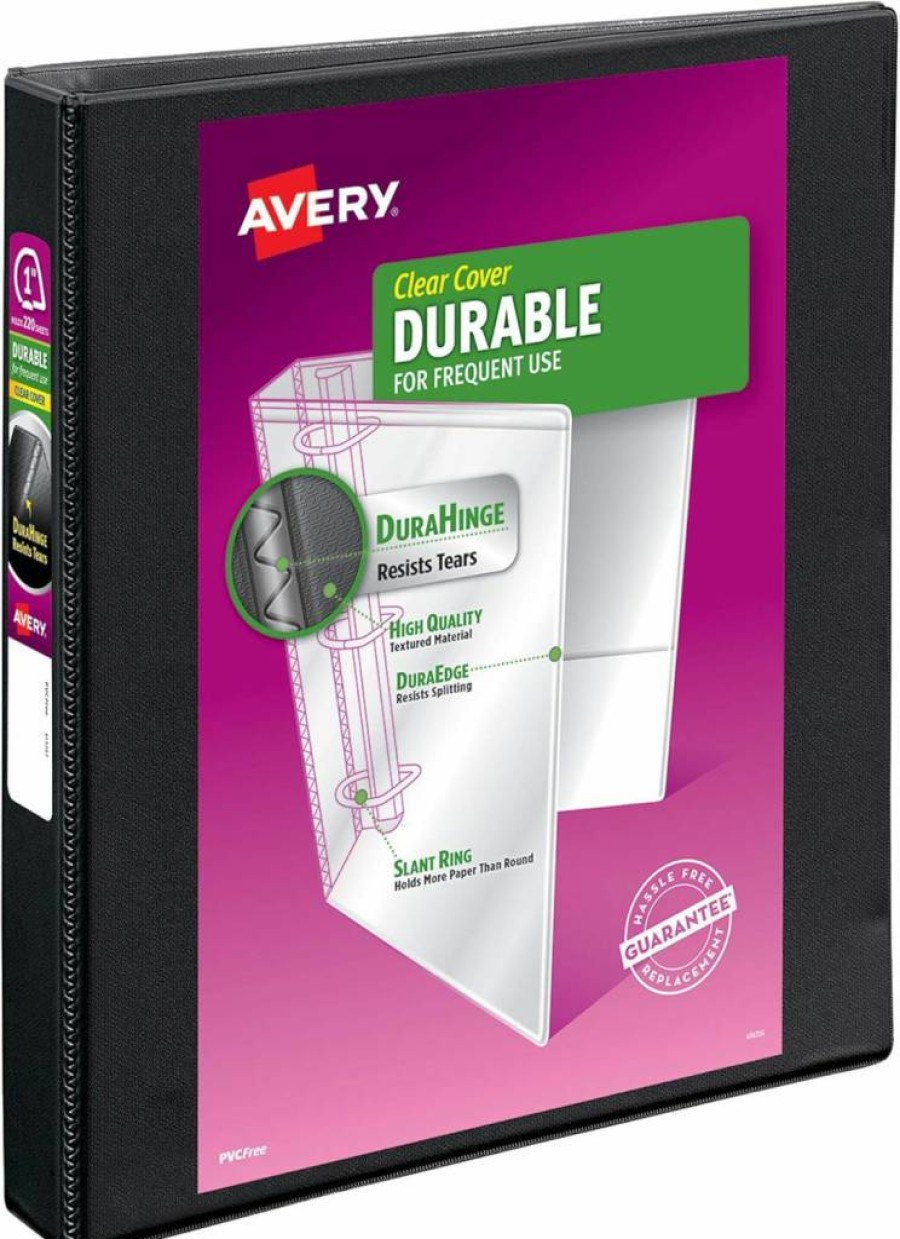 AVERY 4 Inch 3-Ring Binder with EZD Rings, Durable Black View Binder for Office & School (09800)