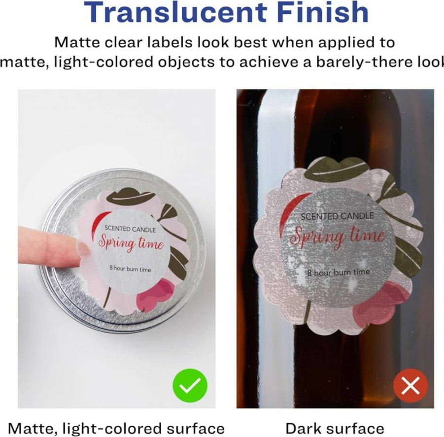 Avery Matte Clear Round Scalloped Labels, 2.5" Diameter, 90-Pack, Print-To-The-Edge for Laser/Inkjet Printers, Sure Feed Technology