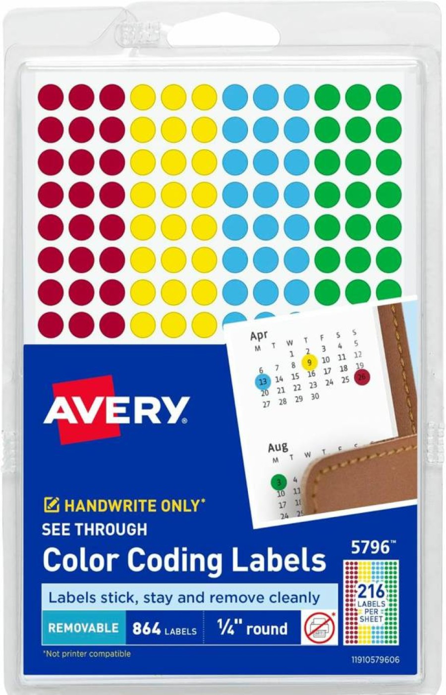 Avery Removable Round Color Coding Labels, 0.25 Inch Diameter, Assorted Colors, 768-Pack (5795) for Easy Organization