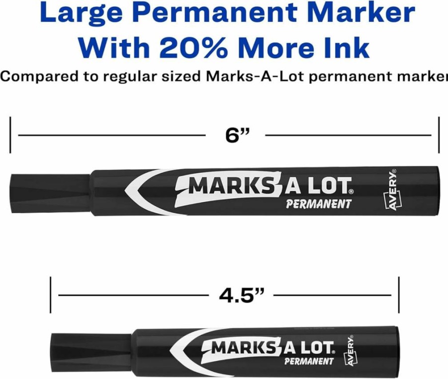 AVERY 12-Pack Black Chisel Tip Permanent Markers for Calligraphy, Fabric, and Office Use (08888)