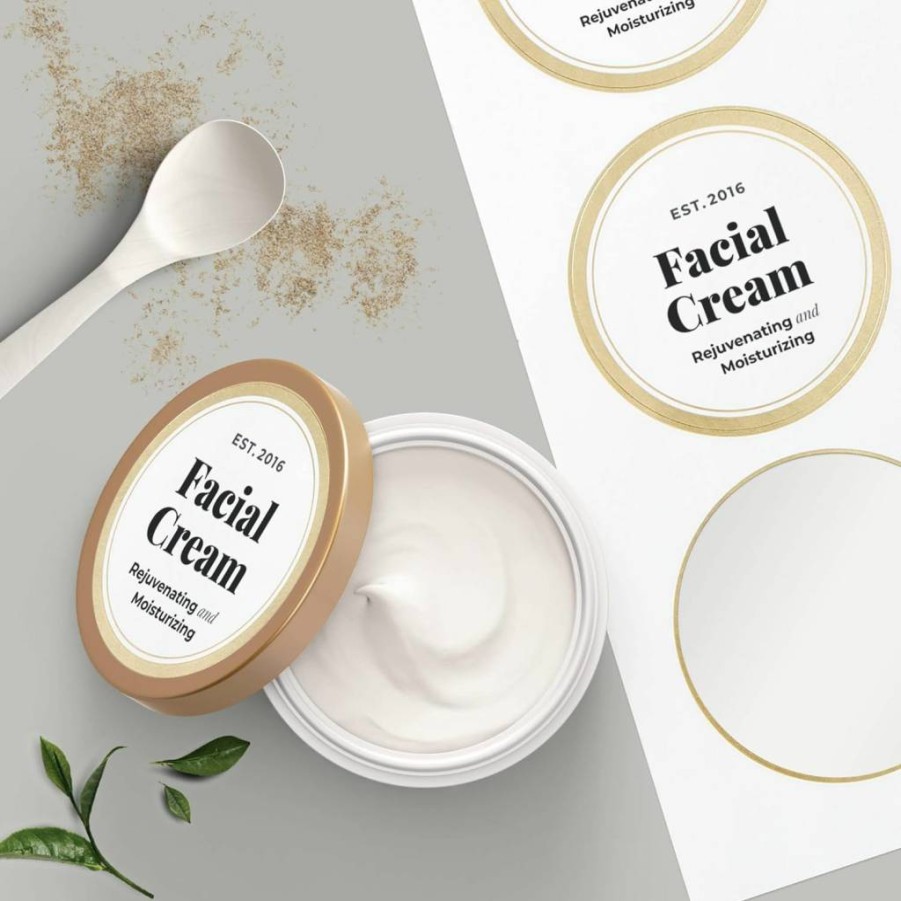 Avery 6544 Matte White 3" Round Labels with Metallic Gold Borders, 60-Pack, Laser/Inkjet Printable
