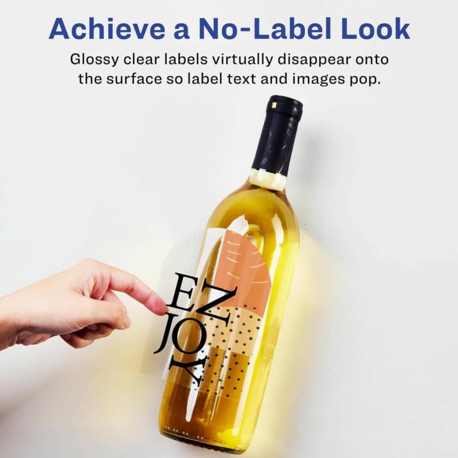 Avery Glossy Clear Arched Labels with Sure Feed Technology, 4.75" x 3.5", 40-Pack, Print-to-the-Edge for Laser & Inkjet Printers