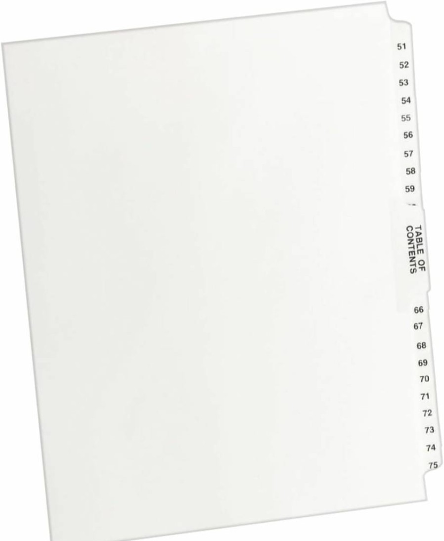 Avery 11396 Legal Exhibit Dividers, 26 White Unpunched Side Tab Dividers, Letter Size, 1 Set (51-75)