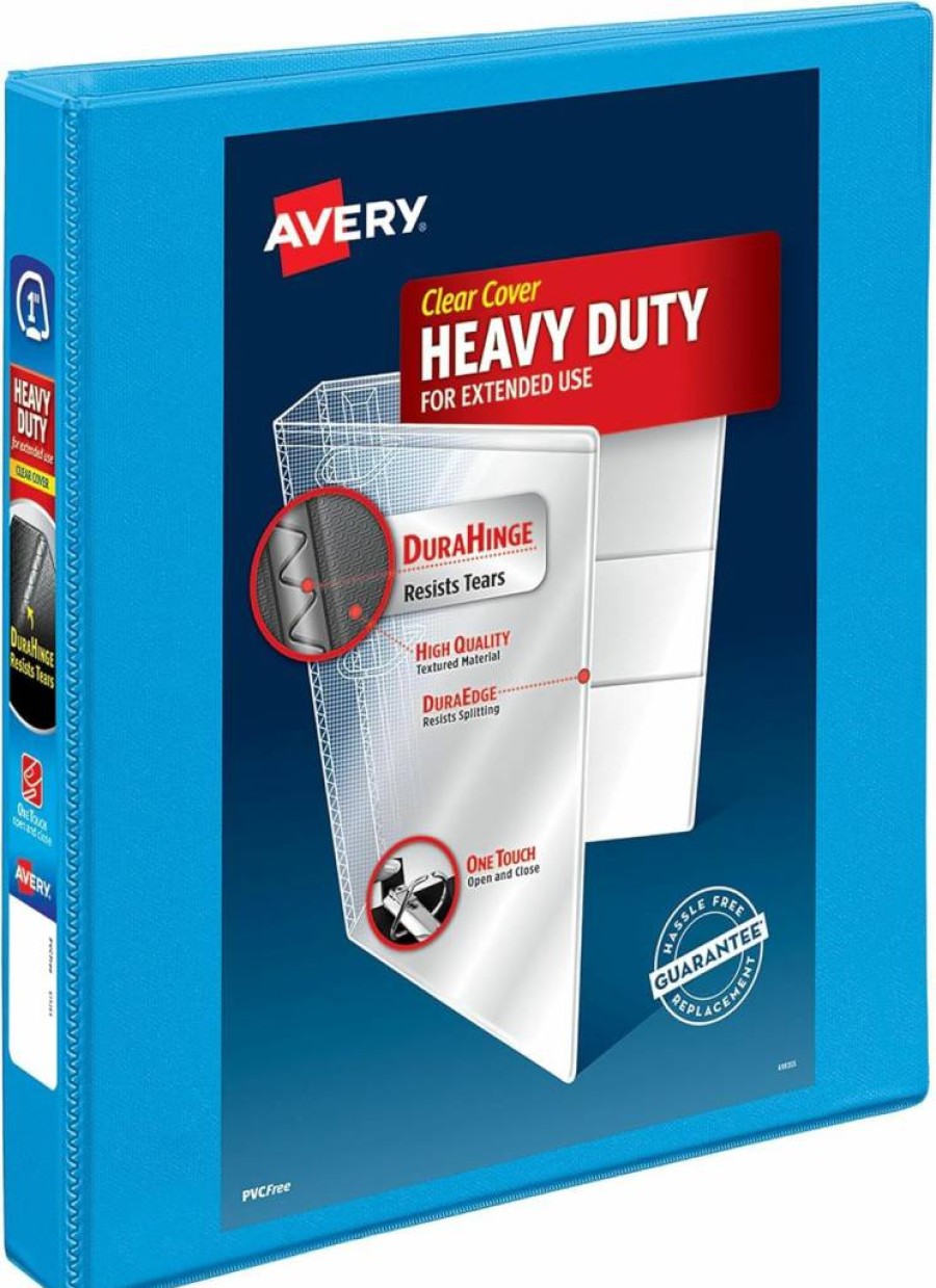 Avery 1" Light Blue Heavy-Duty 3-Ring Binder with One-Touch Slant Rings, Holds 8.5" x 11" Paper (Model 05301)